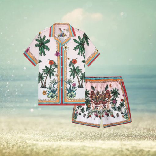 Coconut Tree Greek Pattern Tropical Hawaiian Shirt And Short