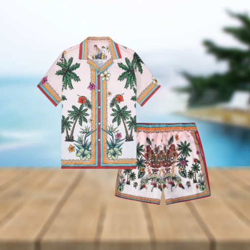 Coconut Tree Greek Pattern Tropical Hawaiian Shirt And Short