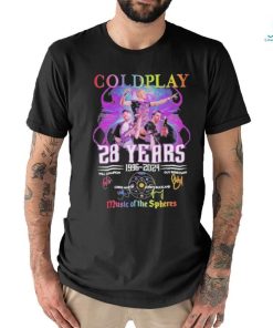 Coldplay 28 Years 1996 2024 World Tour Music Of The Spheres Signatures Shirt