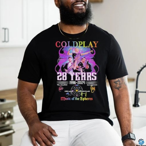Coldplay 28 Years 1996 2024 World Tour Music Of The Spheres Signatures Shirt