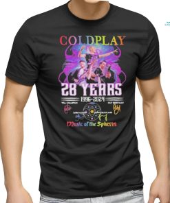 Coldplay 28 Years 1996 2024 World Tour Music Of The Spheres Signatures Shirt