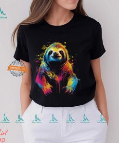 Cool Sloth On Colorful Painted Sloth T Shirt