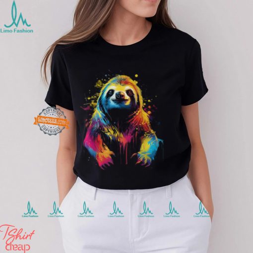 Cool Sloth On Colorful Painted Sloth T Shirt