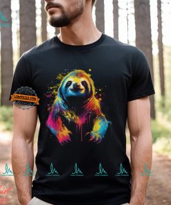 Cool Sloth On Colorful Painted Sloth T Shirt