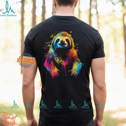 Cool Sloth On Colorful Painted Sloth T Shirt