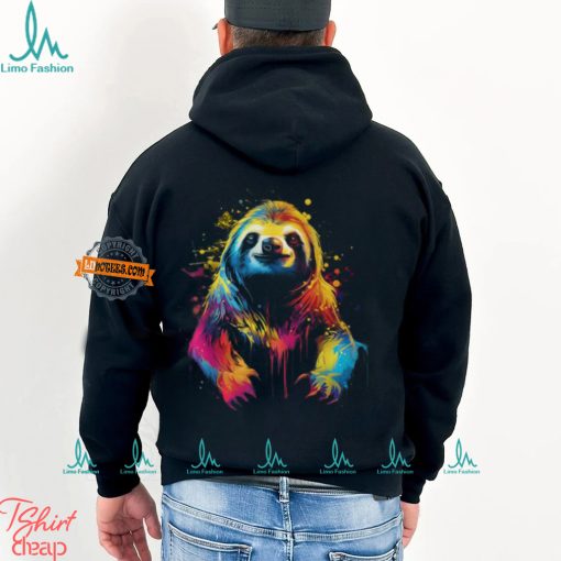 Cool Sloth On Colorful Painted Sloth T Shirt