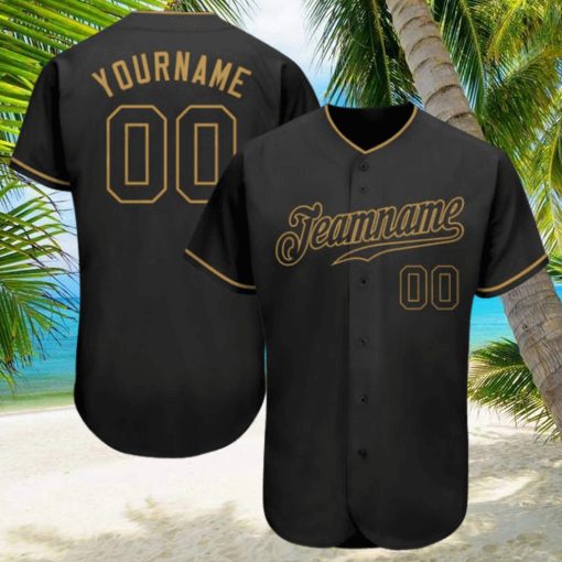 Custom Black Black Old Gold Authentic Baseball Jersey