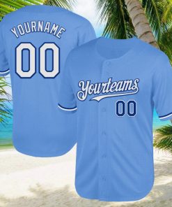 Custom Light Blue White Royal Mesh Authentic Throwback Baseball Jersey