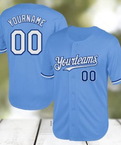 Custom Light Blue White Royal Mesh Authentic Throwback Baseball Jersey