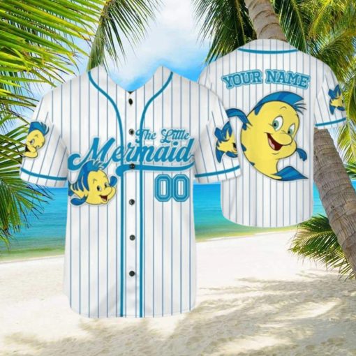 Custom Name The Little Mermaid Flounder Baseball Jersey