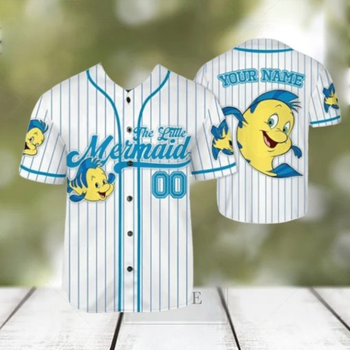 Custom Name The Little Mermaid Flounder Baseball Jersey