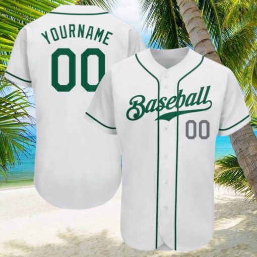 Custom White Kelly Green Light Gray Authentic Baseball Jersey