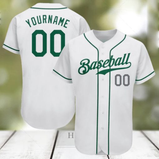 Custom White Kelly Green Light Gray Authentic Baseball Jersey