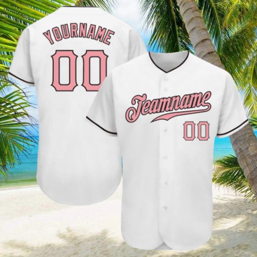 Custom White Medium Pink Black Authentic Baseball Jersey