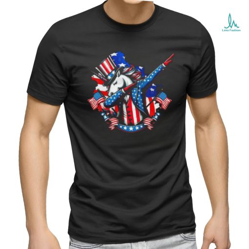 Dabbing Unicorn 4th Of July American Flag Patriotic Usa Flag shirt