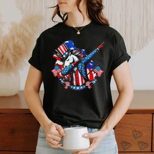 Dabbing Unicorn 4th Of July American Flag Patriotic Usa Flag shirt
