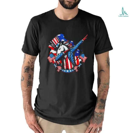 Dabbing Unicorn 4th Of July American Flag Patriotic Usa Flag shirt