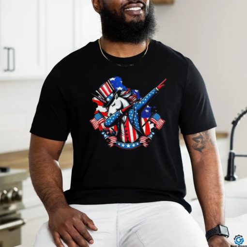 Dabbing Unicorn 4th Of July American Flag Patriotic Usa Flag shirt