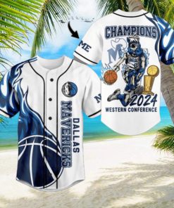 Dallas Mavericks Champions 2024 Western Conference Custom Baseball Jersey – White