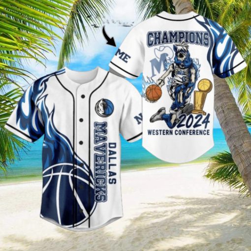 Dallas Mavericks Champions 2024 Western Conference Custom Baseball Jersey – White