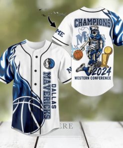 Dallas Mavericks Champions 2024 Western Conference Custom Baseball Jersey – White