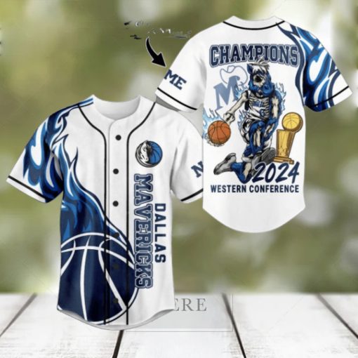 Dallas Mavericks Champions 2024 Western Conference Custom Baseball Jersey – White