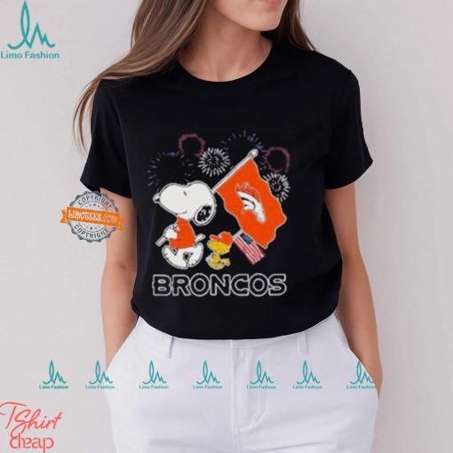 Denver Broncos Snoopy Woodstock America Flag Happy 4th Of July T Shirt