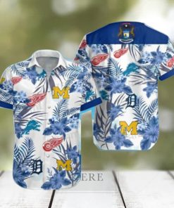 Detroit Tigers Hawaiian Shirt Red Wings Lions Wolverines Detroit Tigers Gift