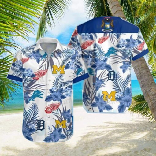 Detroit Tigers Hawaiian Shirt Red Wings Lions Wolverines Detroit Tigers Gift