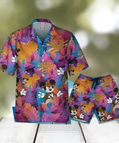 Disney Mickey Indiana Jones Colorful Summer Tropical Hawaii Shirt