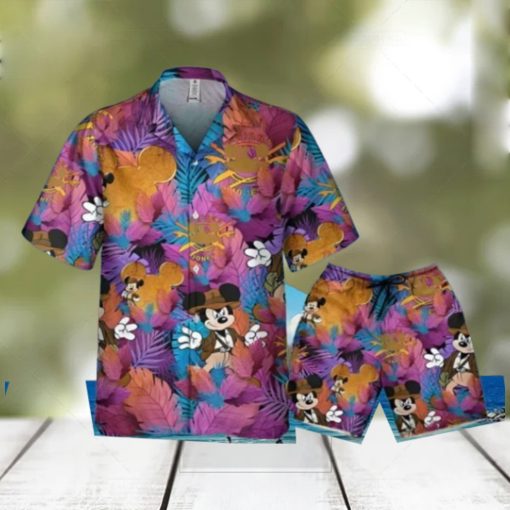 Disney Mickey Indiana Jones Colorful Summer Tropical Hawaii Shirt