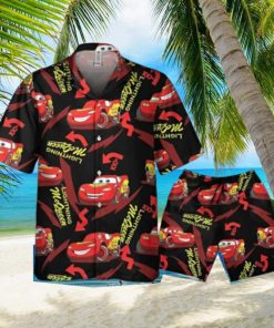 Disney Pixar Cars Lightning McQueen Black And Red Hawaiian Shirt