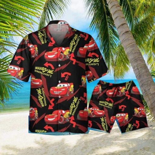 Disney Pixar Cars Lightning McQueen Black And Red Hawaiian Shirt