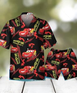 Disney Pixar Cars Lightning McQueen Black And Red Hawaiian Shirt