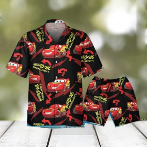 Disney Pixar Cars Lightning McQueen Black And Red Hawaiian Shirt