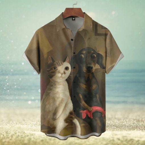 Dog With Car Drawing Print Hawaiian Shirt