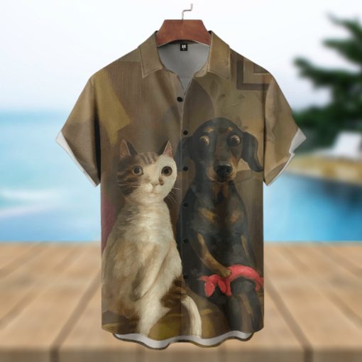 Dog With Car Drawing Print Hawaiian Shirt