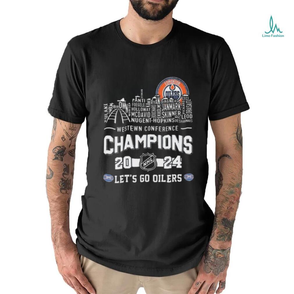 Edmonton Oilers Skyline Teams Names Western Conference Champions 2024 Lets Go Oilers shirt Edmonton Oilers Skyline Teams Names Western Conference Champions 2024 Lets Go Oilers shirt