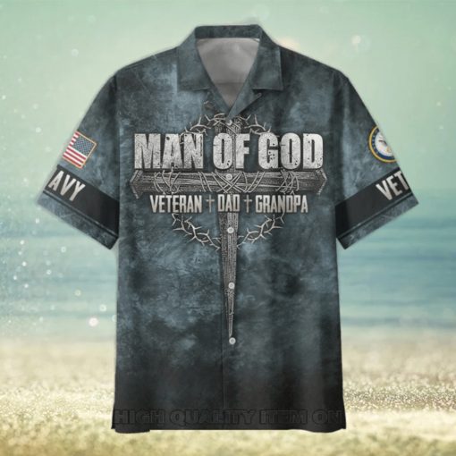 Father Day U.S. Navy Veterans Man Of God Hawaiian Shirt