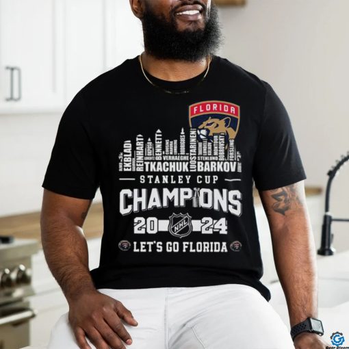 Florida Panthers Players Names Skyline 2024 Stanley Cup Champions Shirt