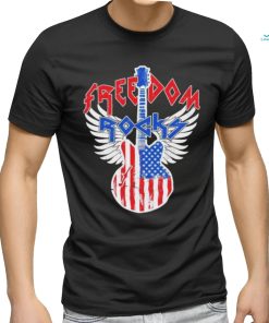 Freedom Rocks 4th Of July Patriotic Usa Flag Rock Guitar Shirt