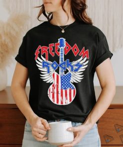 Freedom Rocks 4th Of July Patriotic Usa Flag Rock Guitar Shirt