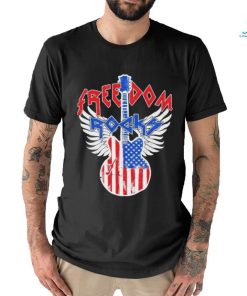 Freedom Rocks 4th Of July Patriotic Usa Flag Rock Guitar Shirt