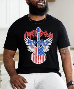 Freedom Rocks 4th Of July Patriotic Usa Flag Rock Guitar Shirt