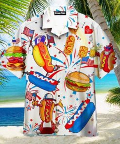 Funny American Hot Dog 4Th Of July Independence Day Hawaiian Shirt