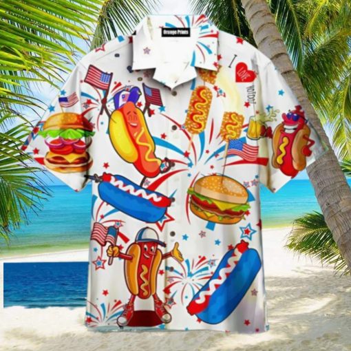 Funny American Hot Dog 4Th Of July Independence Day Hawaiian Shirt