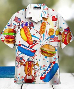 Funny American Hot Dog 4Th Of July Independence Day Hawaiian Shirt