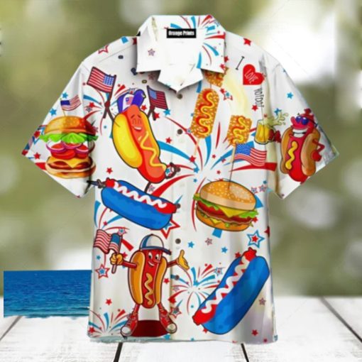 Funny American Hot Dog 4Th Of July Independence Day Hawaiian Shirt