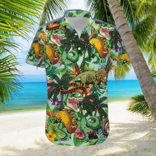 Funny Tacos T Rex Green Unisex Hawaiian Shirts