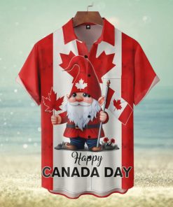 Gnome Happy Canada Day Button Hawaiian Shirt